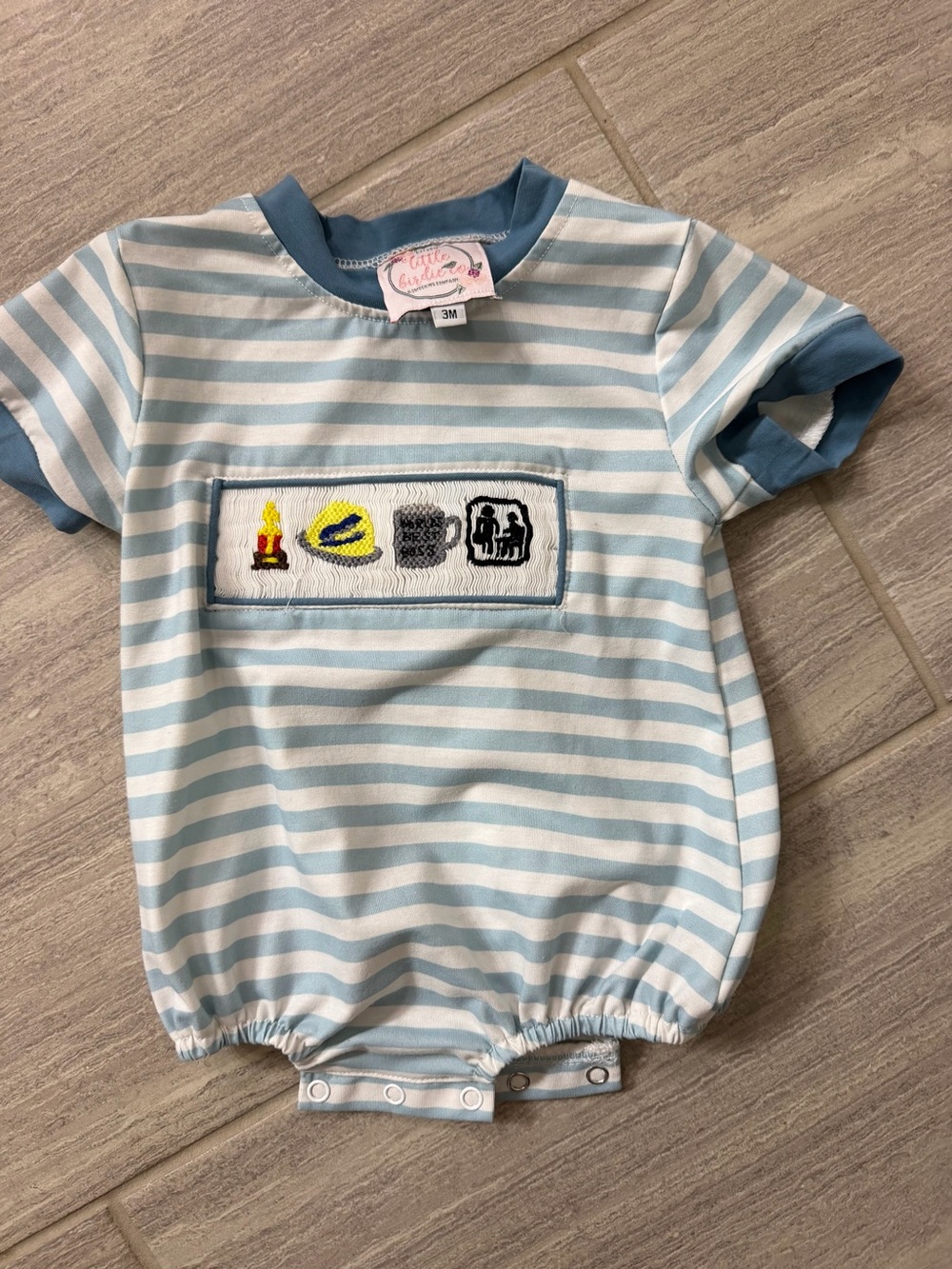 Little Birdie Co The Office smocked bubble romper